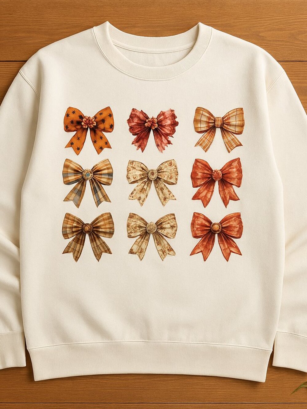 Fall Bow Sweatshirt, Vintage Autumn Ribbon Crewneck, Cute Thanksgiving Aesthetic